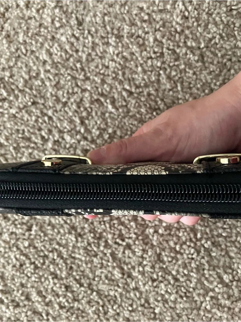 Black & Gray Snake-Print Zip Wallet